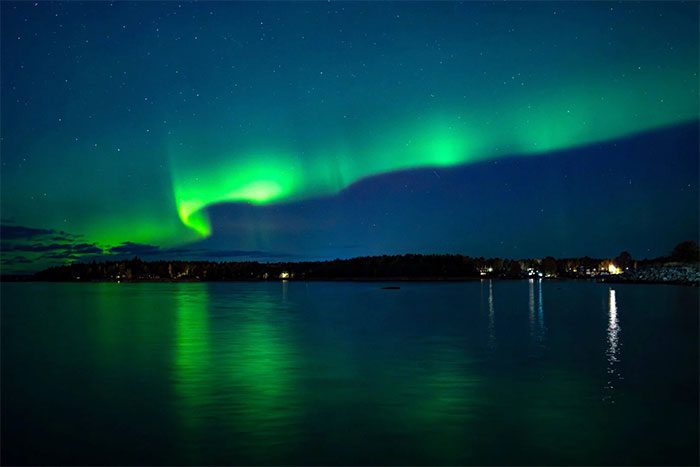 Northern lights illuminating the sky over Vaasa, western Finland, on October 11.