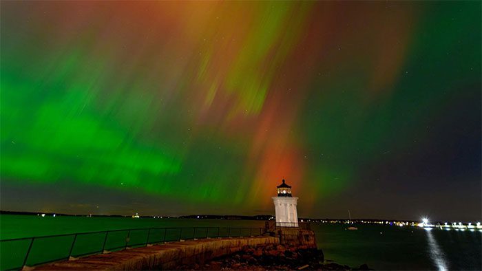 Aurora illuminating the sky in Portland, Maine, USA, on October 10.