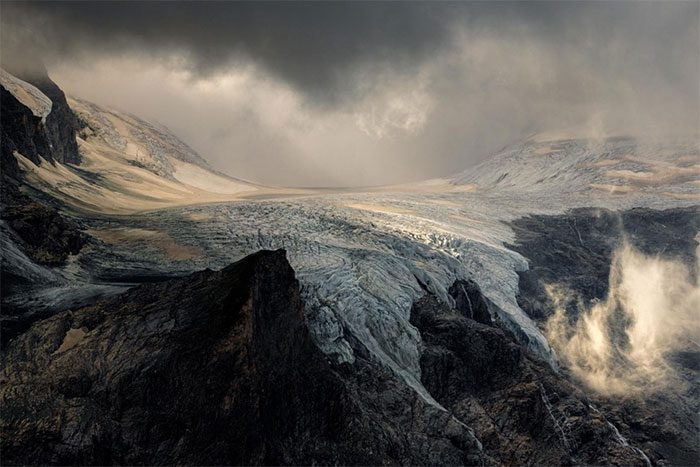 Mysterious photo of a glacier at the foot of Großglockner in Austria.