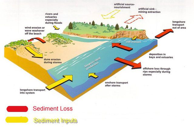 Many factors influence the sediment budget or sand on the beach.