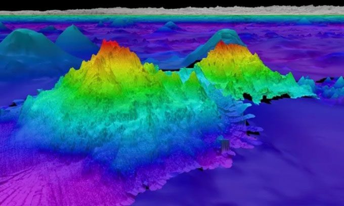 Map of underwater mountains.