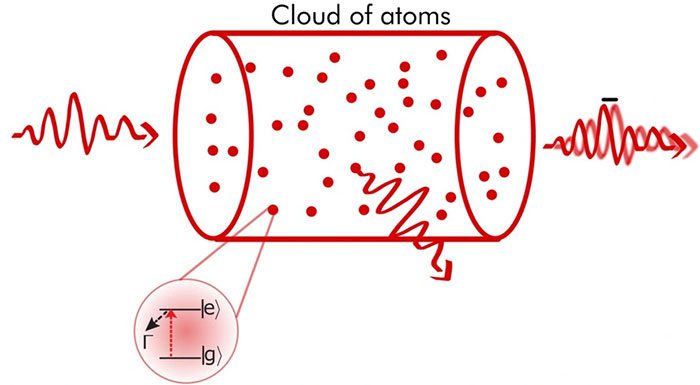 Shooting a photon into an atomic cloud