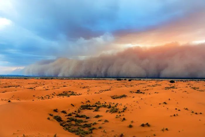 Dust storm in the Sahara.