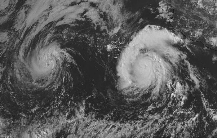 The phenomenon of interference between two or more storms occurs when they form close to each other