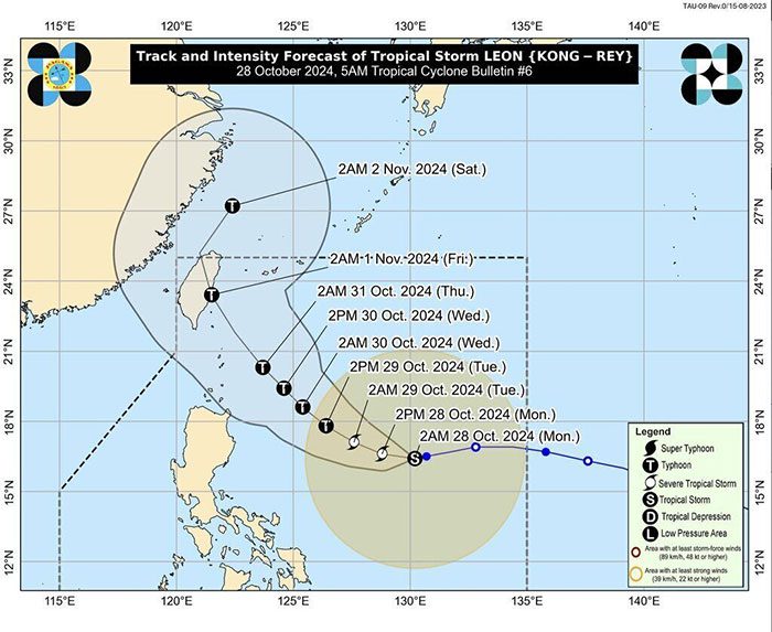 Forecast path of Typhoon Kong-rey