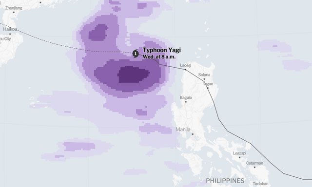 Typhoon Yagi bringing significant rainfall.