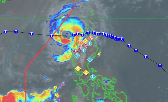 Image showing the hurricane intensity (T) of Typhoon Yinxing