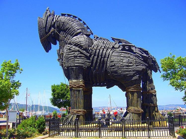 The legendary wooden horse of Troy.