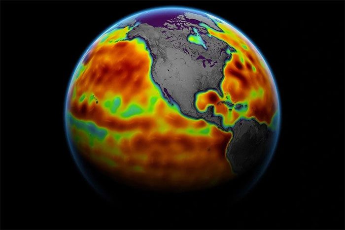 Map showing sea level provided by the Sentinel-6 Michael Freilich satellite