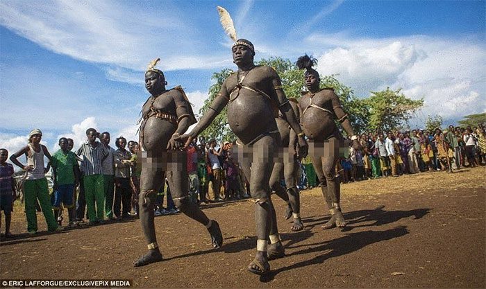 The fat men drink milk and blood all day.