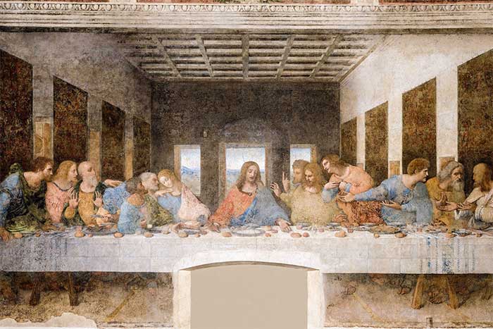 The original painting by Leonardo da Vinci