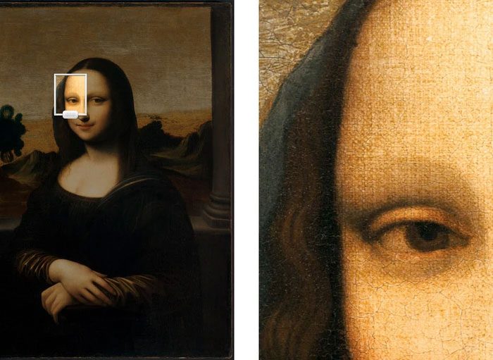 The painting reveals secrets when magnified 400 times.