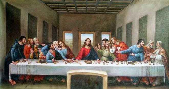 The painting "The Last Supper" by Da Vinci.