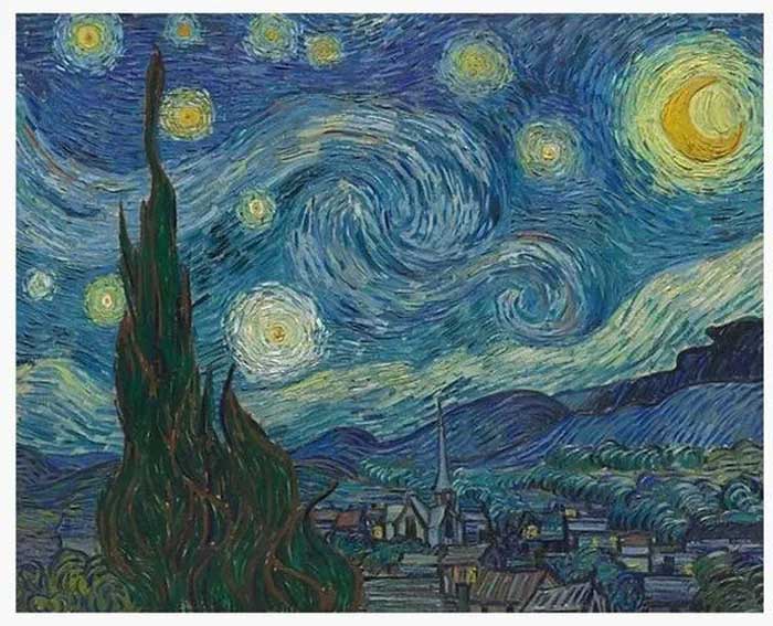 The painting 'Starry Night' by Vincent van Gogh.