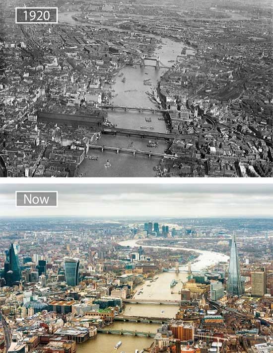 London, United Kingdom - 1920 and now