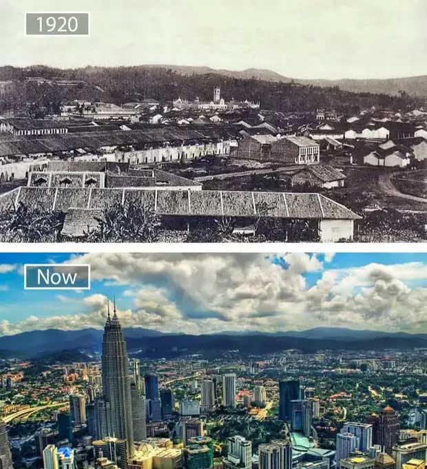 Kuala Lumpur, Malaysia - 1920 and now