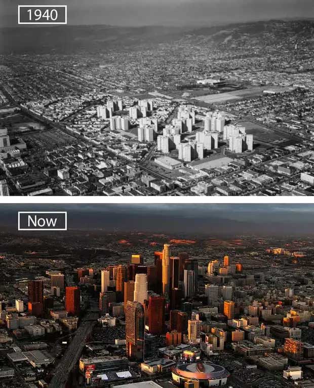 Los Angeles, USA - 1940 and now