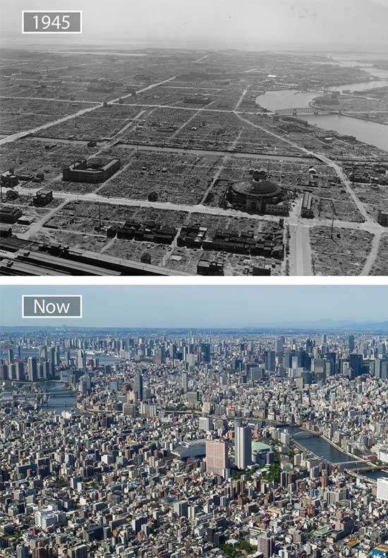 Tokyo, Japan - 1945 and now