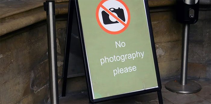 Photography restrictions in museums.