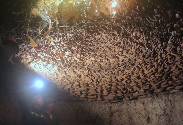 The interior of the bunker spans about 9m2, enough for dozens of people to take refuge.