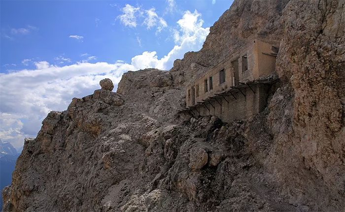 Another refuge built on the mountain in the Dolomites.