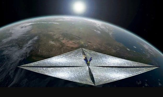 Simulation of the solar sail from the LightSail 2 spacecraft.