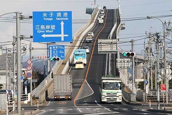 Only brave drivers dare to cross the steepest bridge in the world