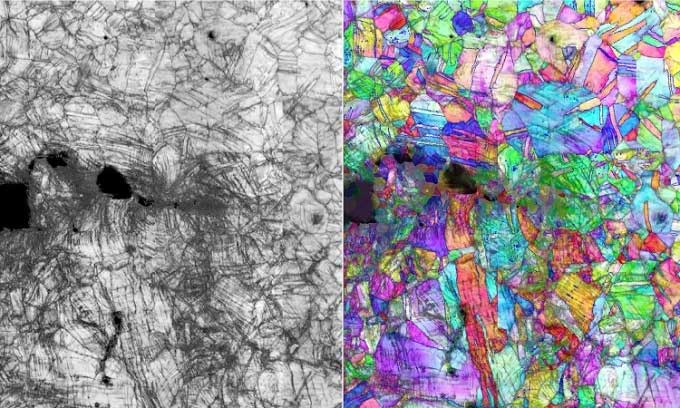 Crystal structure of CrCoNi viewed under a microscope.