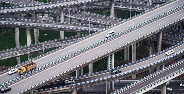 Aerial view of the Huangjuewan overpass interchange