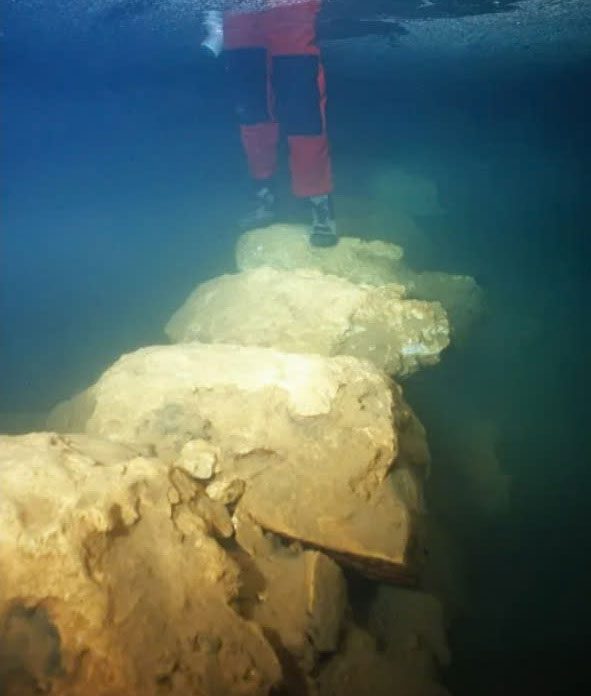 Close-up of the stone bridge in the cave in Mallorca.