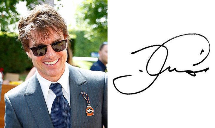 Tom Cruise with a simple signature.