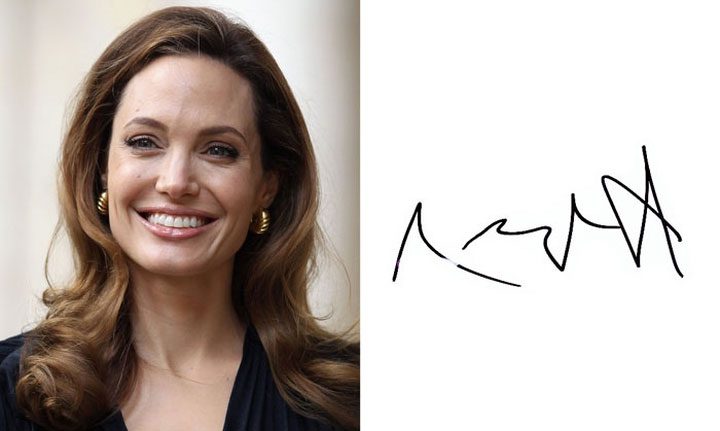 The simple signature of Angelina Jolie.