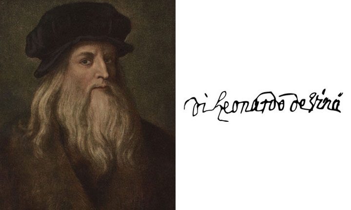 The signature of Leonardo da Vinci.