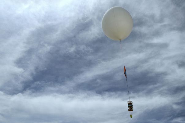 Weather balloon used to gather data over a storm