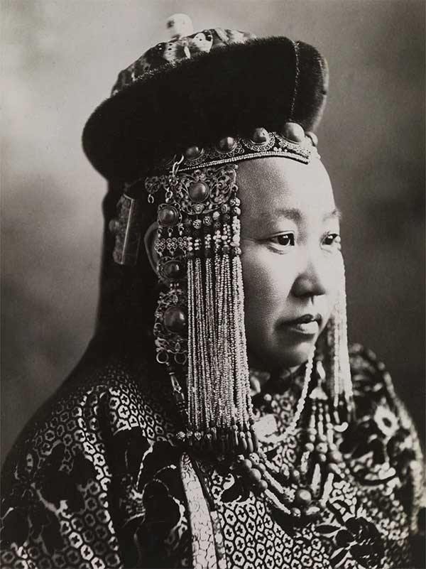 A Mongolian princess in traditional nomadic ceremonial dress.