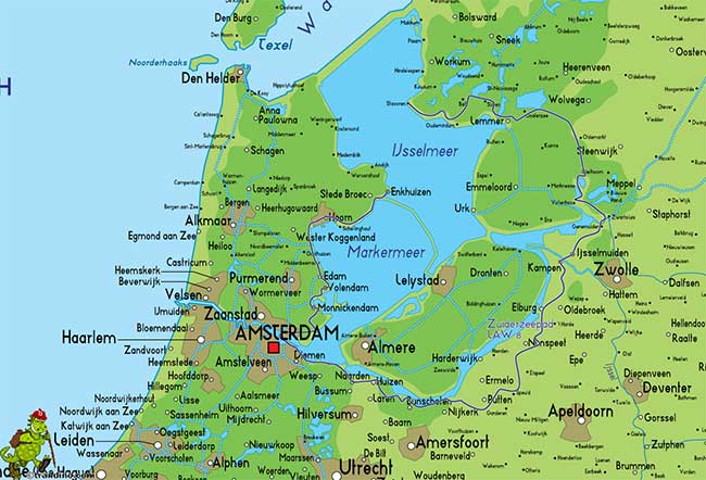 The Zuiderzee (Southern Sea) was once located inland and connected to the North Sea.