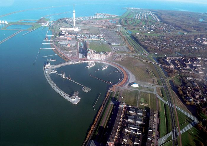 From space, the Afsluitdijk sea dam can be seen.