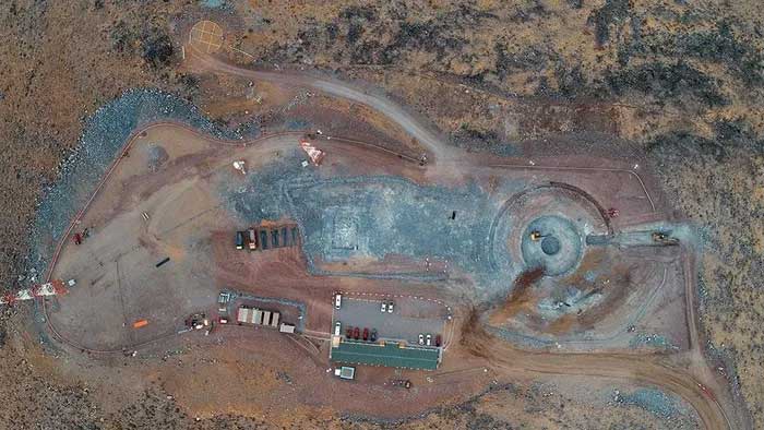 Overall construction site viewed from above.