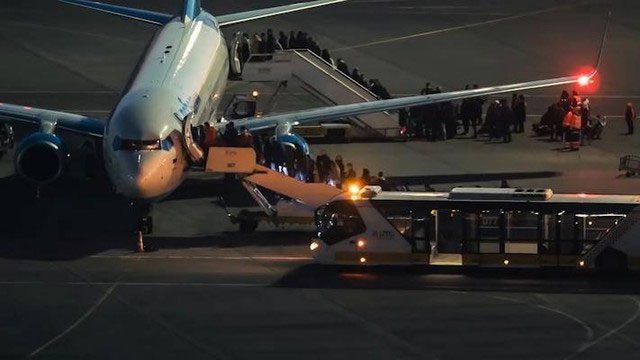 Passenger boarding bridges are typically designed on the left side of the aircraft.