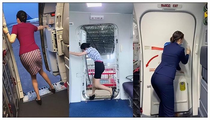 Manual door operation helps flight attendants ensure absolute safety.