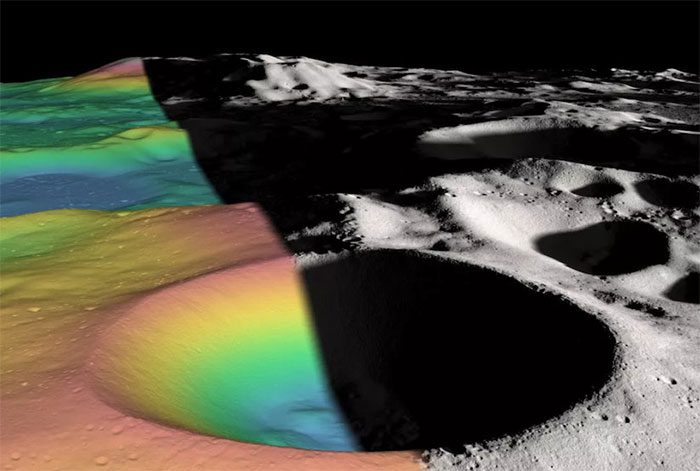 Shadowed craters at the Moon's southern pole contain water ice