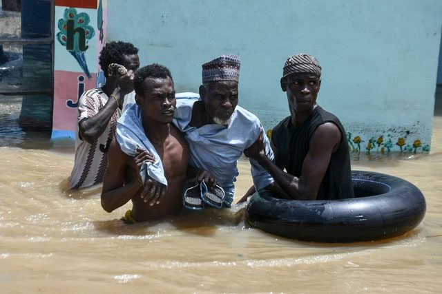 Flood rescue in Maiduguri, Nigeria.