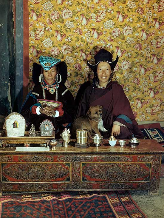 The former queen of Ladakh, India, with her daughter.