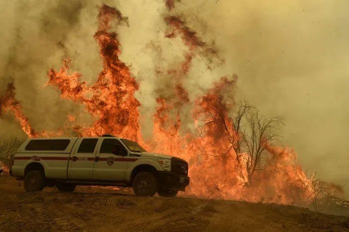 Massive wildfire in California, USA.