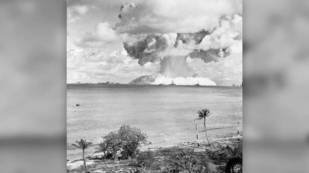 The Baker Test nuclear bomb exploded in the Marshall Islands.