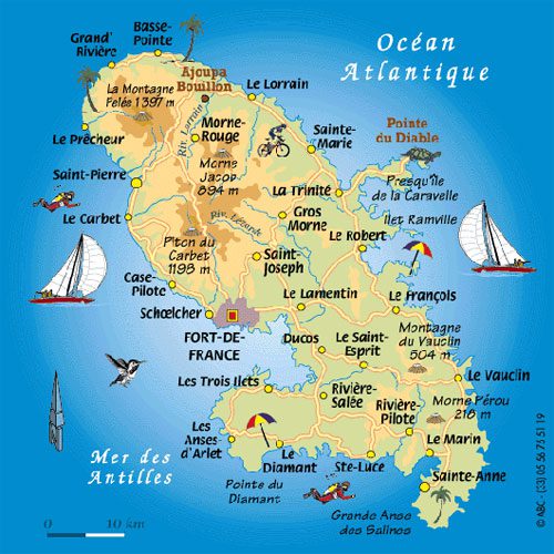 The location of Martinique on the map.