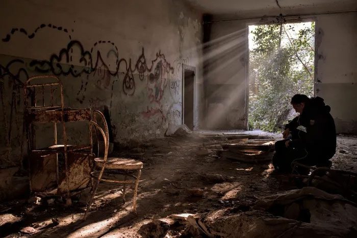 A corner of the "haunted asylum."