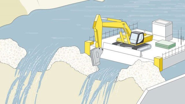 Illustration of the Iron Gate dam removal.