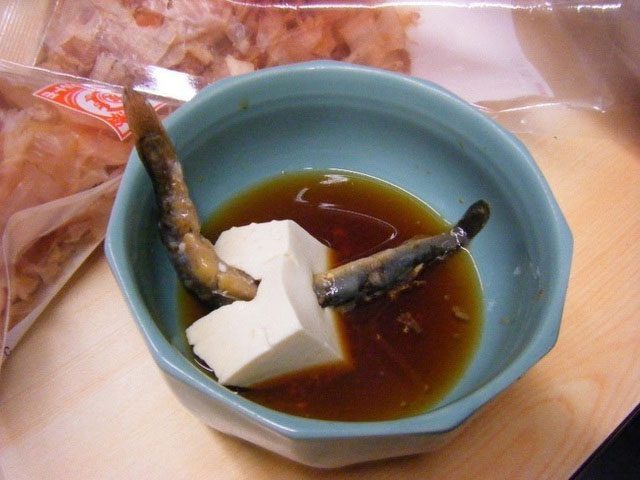 Loaches attempting to dive into the tofu to escape the heat but getting trapped and boiled.