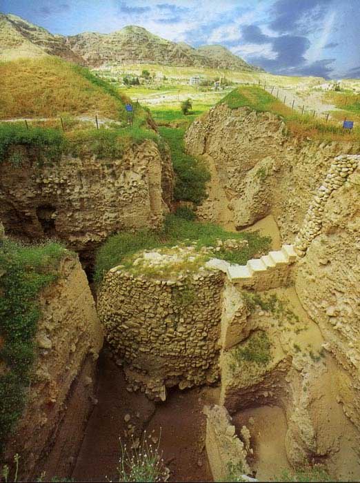 Remains of a tower at Tell es-Sultan in ancient Jericho.